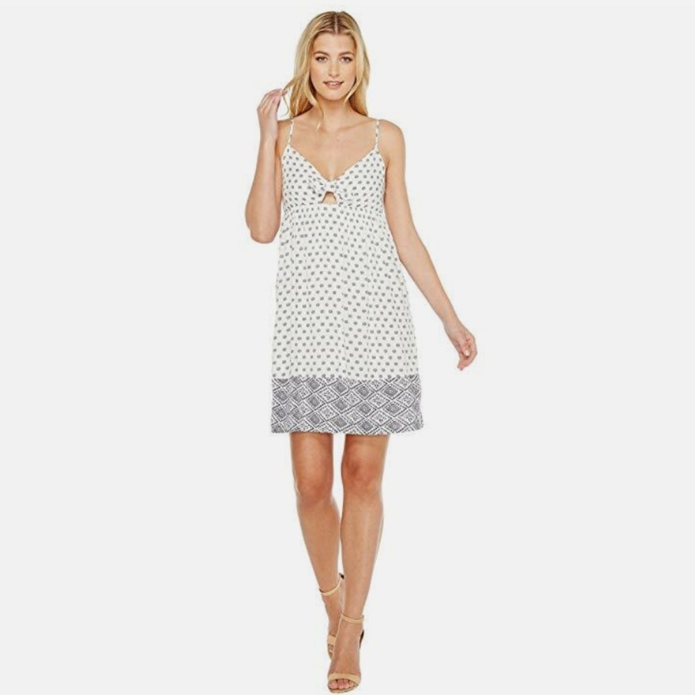 Splendid Ivory and Navy Patterned Dress